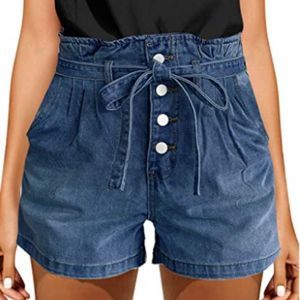 GRAPENT High Waisted Removable Belt Jean Shorts